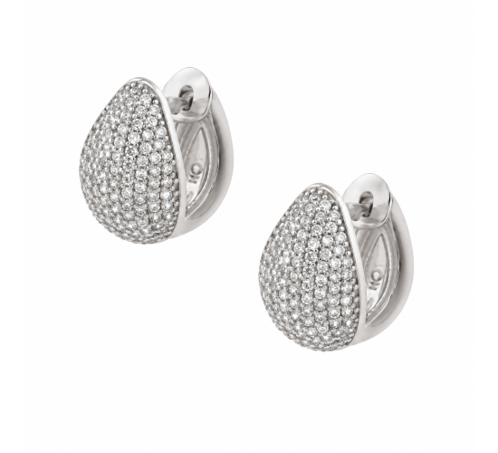 Brinco argola media concha zirconia cristal. 10x5mm, prata. 350664