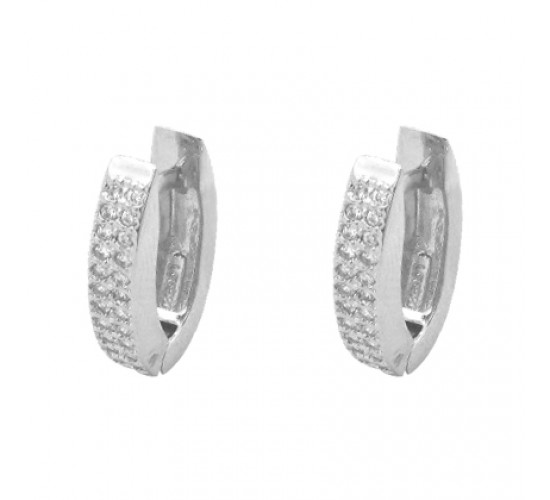 Brinco argola pequena zirconia cristal na frente, prata. 350700