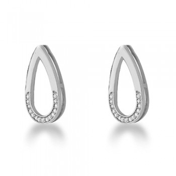 Brincos gota vazada lisa em cima e zirconia cristal embaixo, Prata. 350766 Brincos gota vazada lisa em cima e zirconia cristal embaixo, Prata. 350766