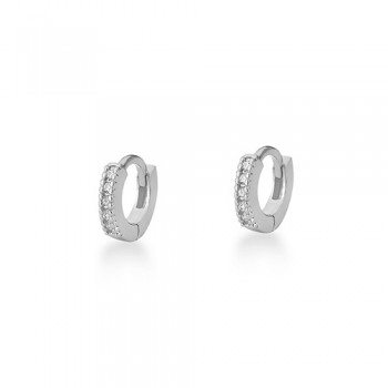 Brinco argola pequena zirconia cristal na frente. 4mm, prata. 350768
