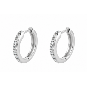 Brinco argola media colmeia zirconia cristal, prata. 350777