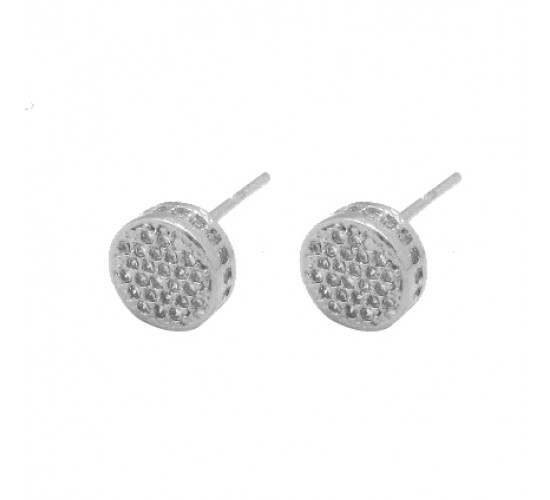 Brinco chuveiro redondo zirconia cristal. 3mm, prata. 350888