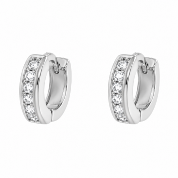 Brinco argola pequena zirconia cristal na frente lisa atras. 5mm, prata. 350918