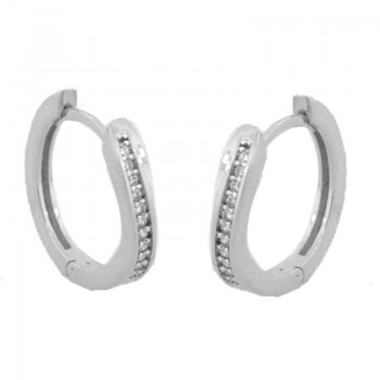 Brinco argola media sobreposto zirconia cristal. 11mm, prata. 350958