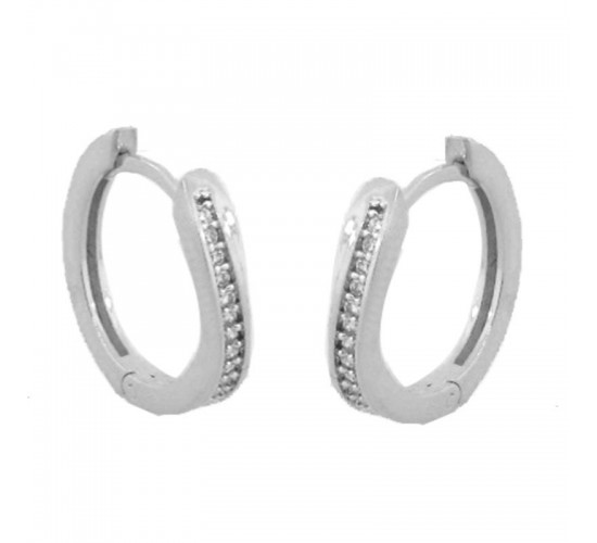 Brinco argola media sobreposto zirconia cristal. 11mm, prata. 350958
