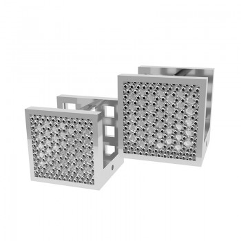 Brinco quadrado zirconia cristal na frente vazado atras. 4x4mm, prata. 350973
