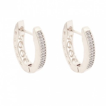 Brinco argola media oval zirconia cristal forro vazado. 16mm, prata. 350979