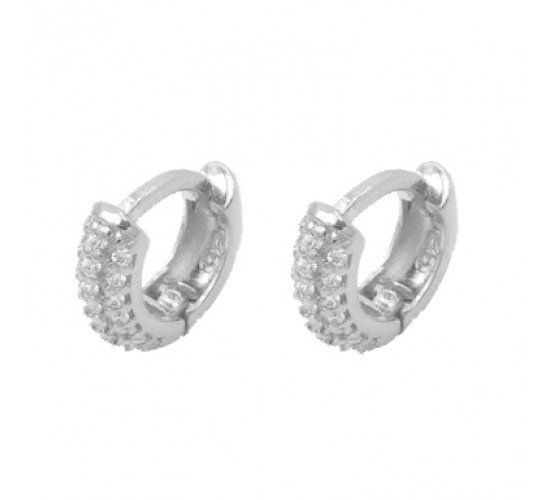 Brinco argola pequena zirconia cristal. 5mm, prata. 351074