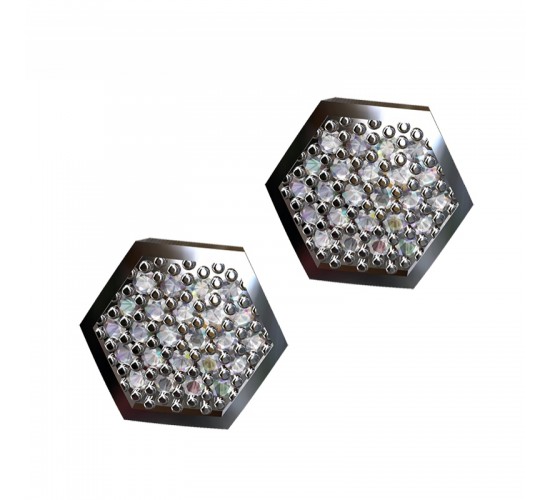 Brinco sextavado zirconia cristal, prata. 351279