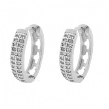 Brinco argola media oval zirconia cristal na frente vazada em cruz atras. 15.5mm, prata. 351361