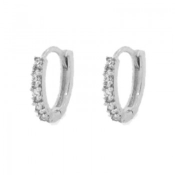 Brinco argola pequena fina zirconia cristal. 15mm, prata. 351374