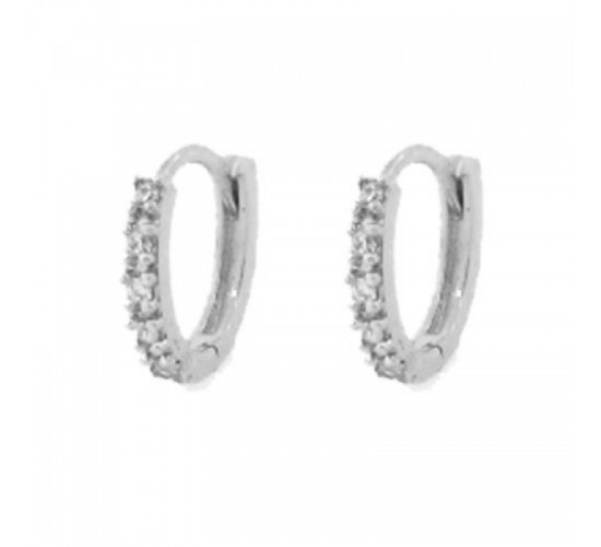 Brinco argola pequena fina zirconia cristal. 15mm, prata. 351374