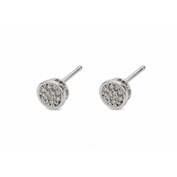 Brinco chuveiro redondo pequeno zirconia cristal. 6mm, prata. 351392