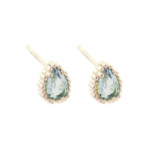 Brinco pedra gota azul claro, Prata. 351533