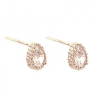 Brinco pedra gota cristal, Prata. 351535