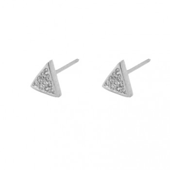 Brinco chuveiro triangulo pequeno zirconia cristal. 6.5x6mm, prata. 351557