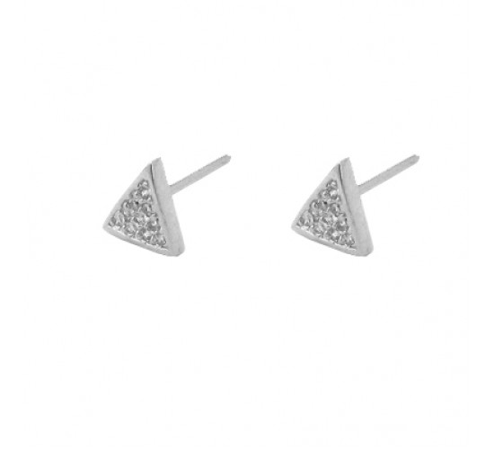 Brinco chuveiro triangulo pequeno zirconia cristal. 6.5x6mm, prata. 351557