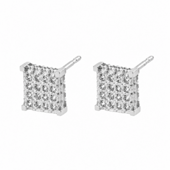 Brinco chuveiro quadrado pequeno zirconia cristal. 6.5x6.5mm, prata. 351573