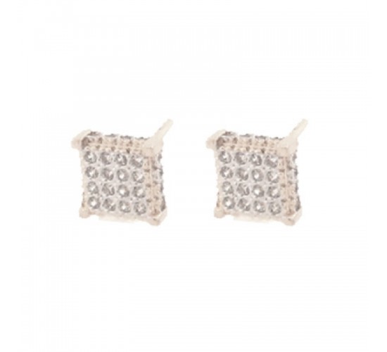 Brinco chuveiro quadrado pequeno zirconia cristal. 6.5x6.5mm, prata. 351573