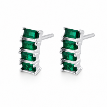 Brinco pequeno 4 baguetes. 8.5x3.5mm, prata. 351614 Brinco pequeno 4 baguetes. 8.5x3.5mm, prata. 351614