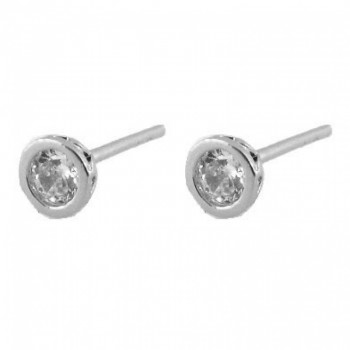 Brinco segundo furo zirconia cristal detalhe na lateral, prata. 351640