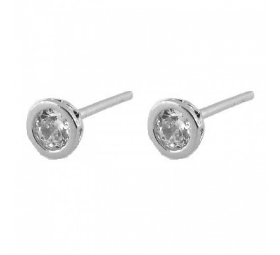 Brinco segundo furo zirconia cristal detalhe na lateral, prata. 351640