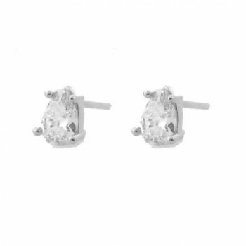 Brinco segundo furo gota zirconia cristal, prata. 351644