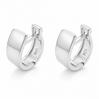 Brinco argola pequena lisa ovalada. 12mm, prata. 351655