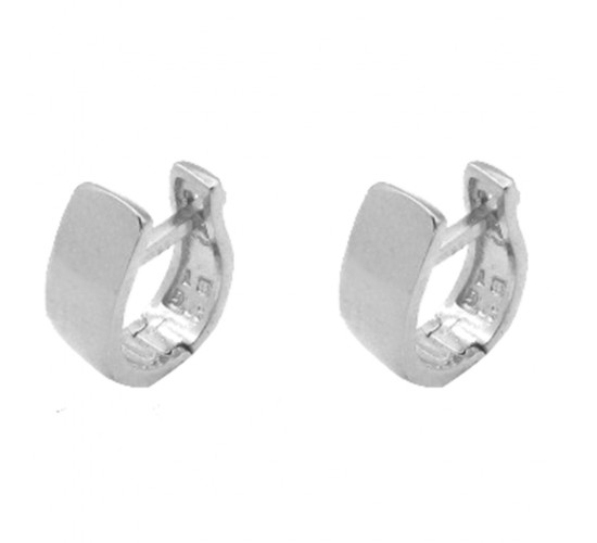 Brinco argola pequena lisa ovalada. 12mm, prata. 351655