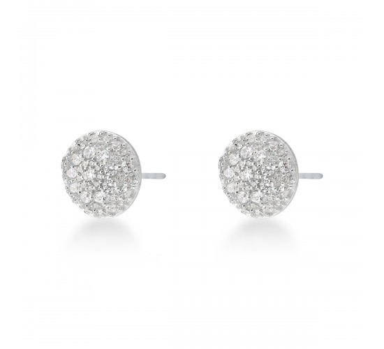 Brinco chuveiro redondo grande zirconia cristal. 13.5mm, prata. 351697