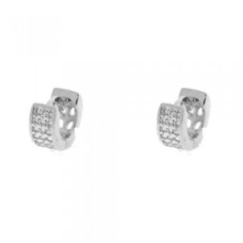 Brinco argola pequena zirconia cristal vazada atras. 8mm, prata. 351707