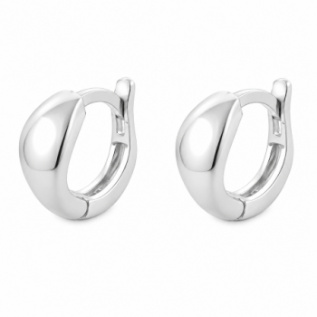 Brinco argola em losango pequena lisa. 10.5mm, prata. 351733