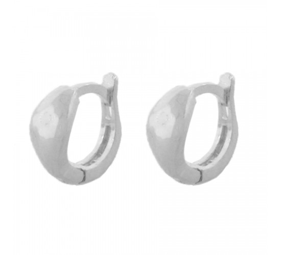 Brinco argola em losango pequena lisa. 10.5mm, prata. 351733