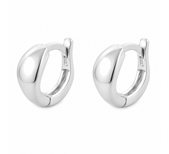 Brinco argola em losango pequena lisa. 10.5mm, prata. 351733