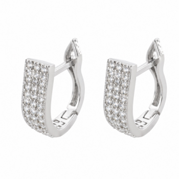 Brinco argola menor oval zirconia branca. 15x5mm, prata. 3517400