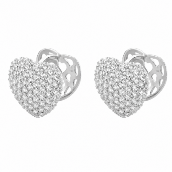 Brinco argola maior de coração zirconia cristal, vazado atras. 12x12mm, prata. 3519770