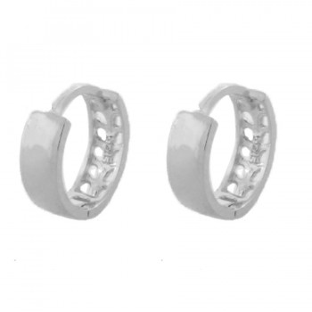 Brinco argola media lisa, vazado atras. 12x4mm, prata. 351977M