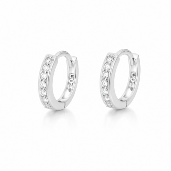 Argola pequena zirconia cristal na frente. 9.5mm, prata. 3520410P