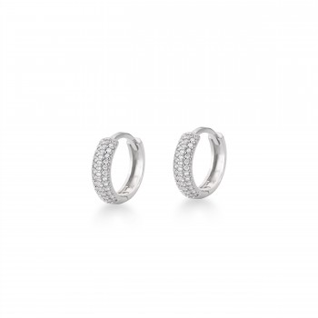 Brinco argola pequena zirconia cristal na frente e lisa atras. 10.5mm, prata. 3520440P