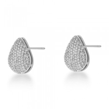 Brinco gota todo cravejado com zirconia cristal, 16x11mm, Prata. 3530200