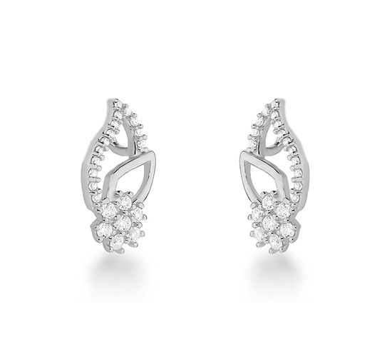 Brinco gota lisa e zirconia cristal. 10x3mm, Prata. 3530241