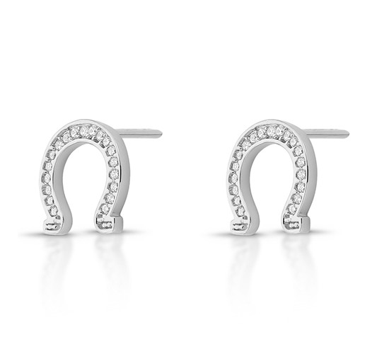 Brinco ferradura zirconia cristal, prata. 3535460