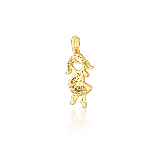 Pingente menina saia vazada zirconia cristal. 160062