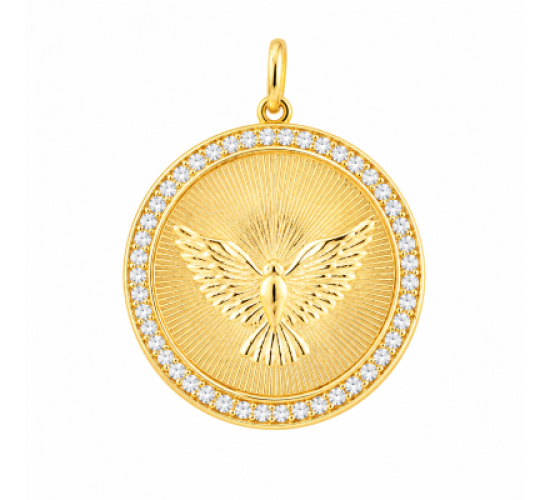 Medalha divino com zirconia cristal em volta. 160993