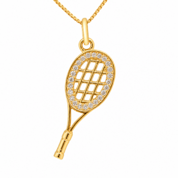 Colar raquete de tenis com zirconia cristal em volta. 17mm. 161181