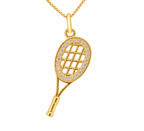 Colar raquete de tenis com zirconia cristal em volta. 17mm. 161181