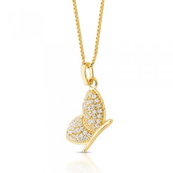 Colar borboleta de lado, zirconia cristal. 162018