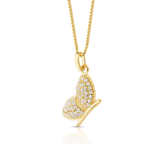 Colar borboleta de lado, zirconia cristal. 162018