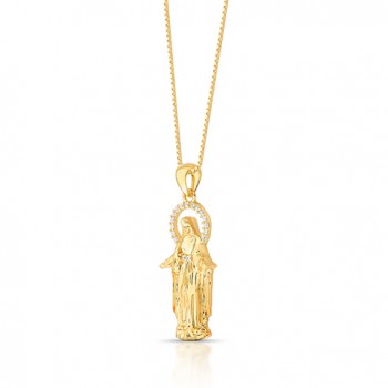 Colar Nossa Senhora das Graças 24mm, zirconia cristal, corrente 45cm. 1620750