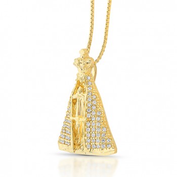 Colar Nossa Senhora Aparecida 17mm, manto com zirconia cristal. Corrente 45cm. 1620800P Colar Nossa Senhora Aparecida 17mm, manto com zirconia cristal. Corrente 45cm. 1620800P